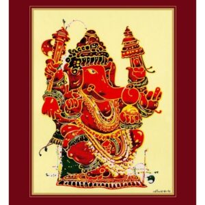 CORAL GANAPATHI ART PRINT ON PAPER | FRAMED